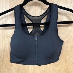 NIKE Womens High-Support Padded Zip-Front Black Sports Bra Size Small